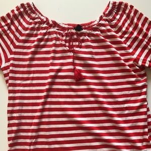 J Crew Red & White Striped Blouse NWT
